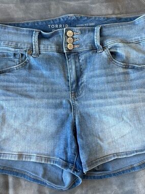 torrid Light Wash Denim Shorts with Triple Button